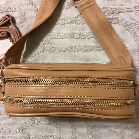 NWT Zara Tan Metal Trim Crossbody Camera Style Bag - Picture 6 of 7